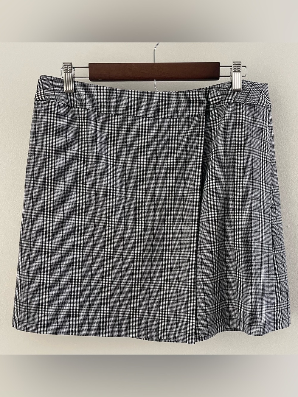 Y2K Dark Academia Plaid Faux Wrap Mini Skirt Preppy Clueless Goth - Size 14